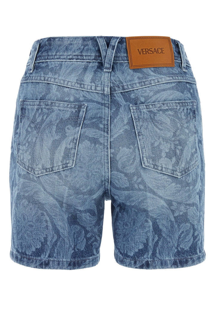 Printed denim shorts