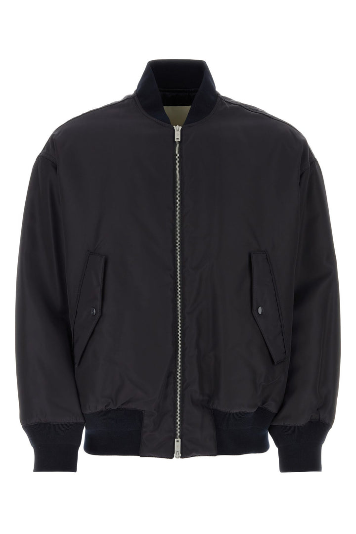 Black nylon padded bomber jacket