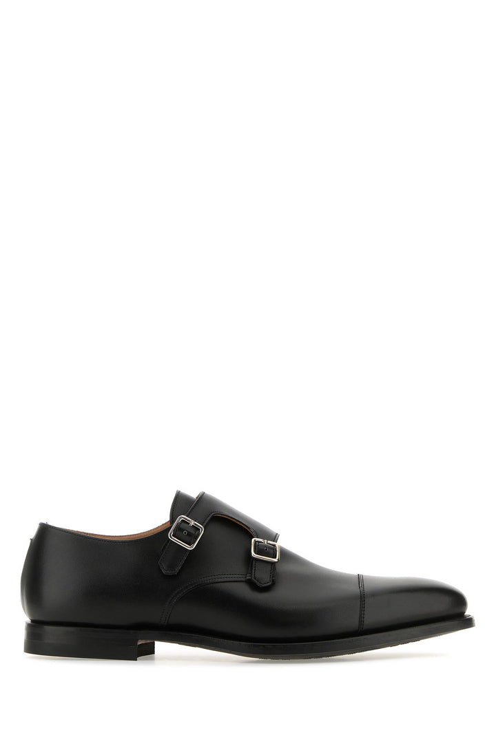 Black leather Lowndes monk strap shoes