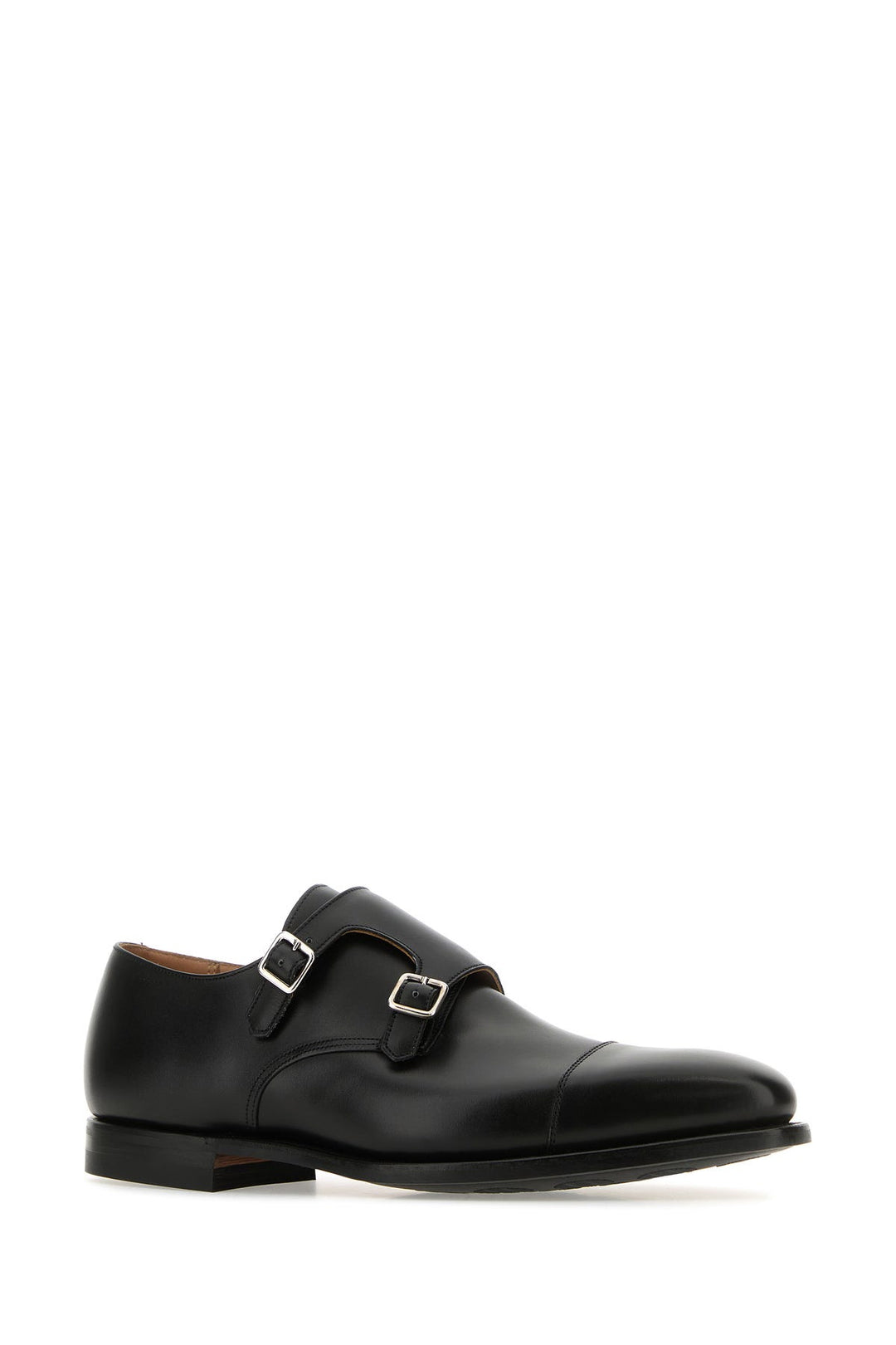 Black leather Lowndes monk strap shoes