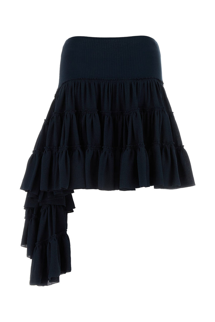 Midnight blue silk mini skirt