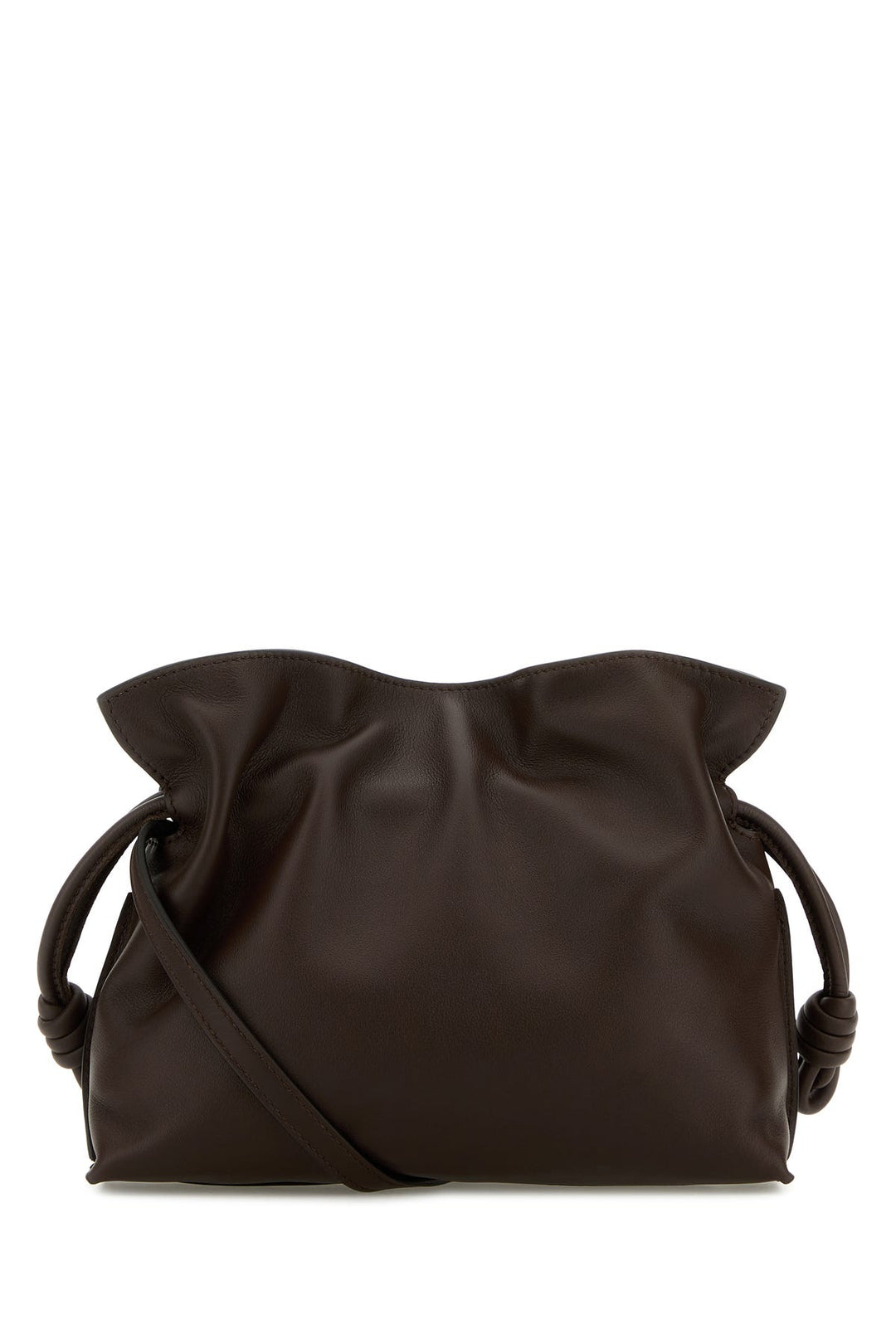 Chocolate nappa leather mini Flamenco clutch