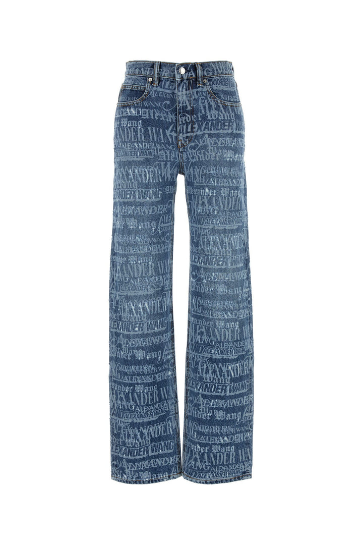 Printed denim jeans