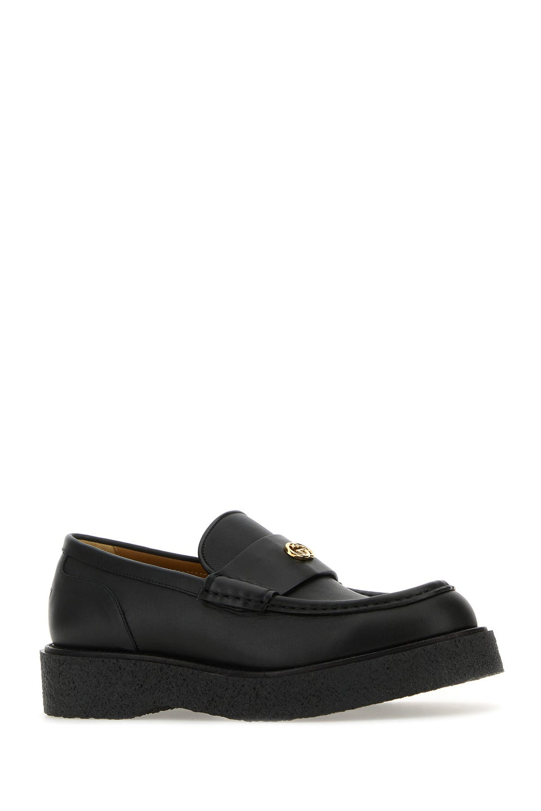 Black leather loafers