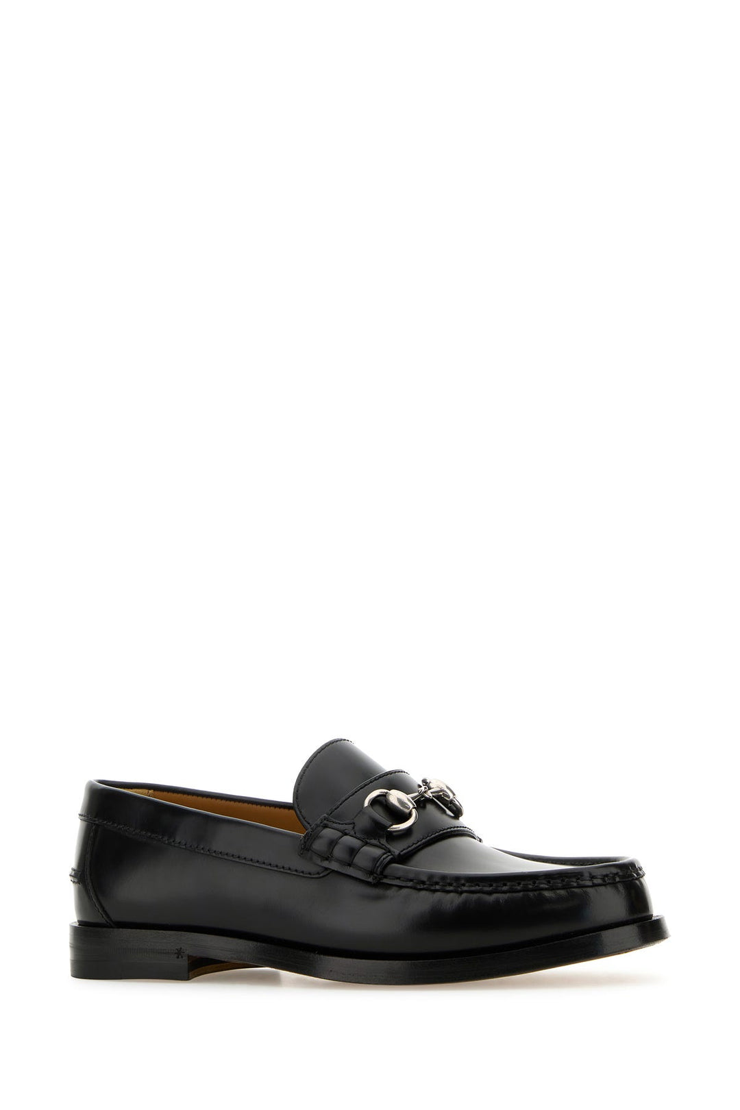 Black leather loafers