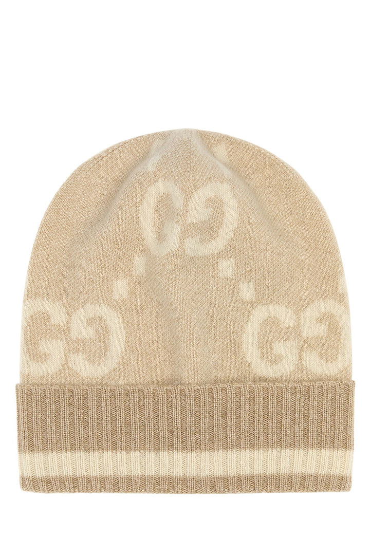 Embroidered cashmere blend beanie hat