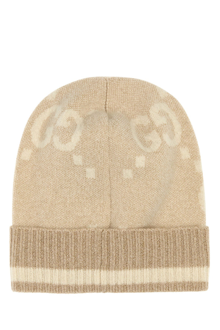 Embroidered cashmere blend beanie hat