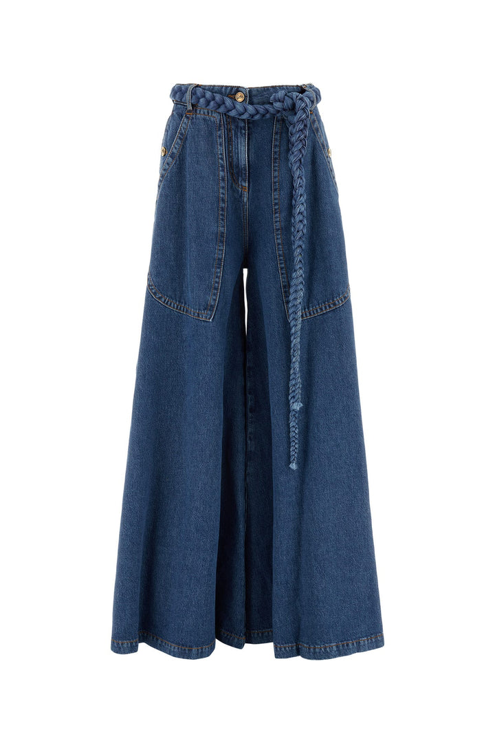 Denim wide-leg jeans