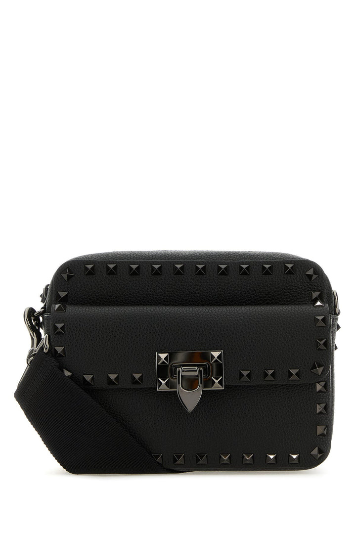 Black leather Rockstud crossbody bag