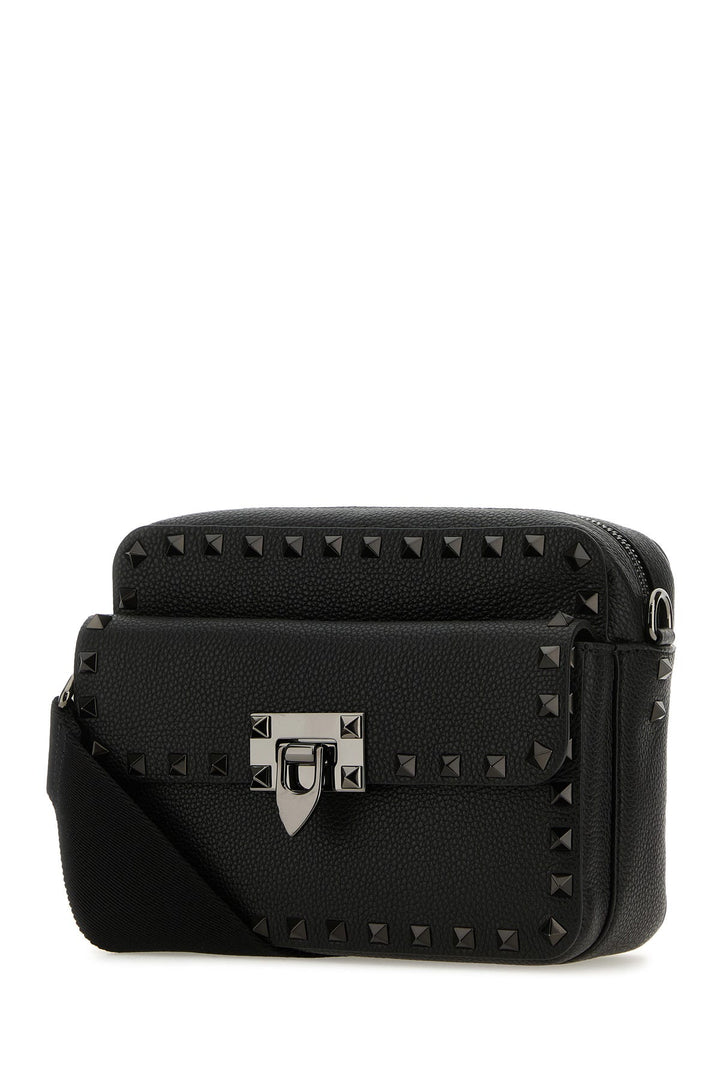 Black leather Rockstud crossbody bag