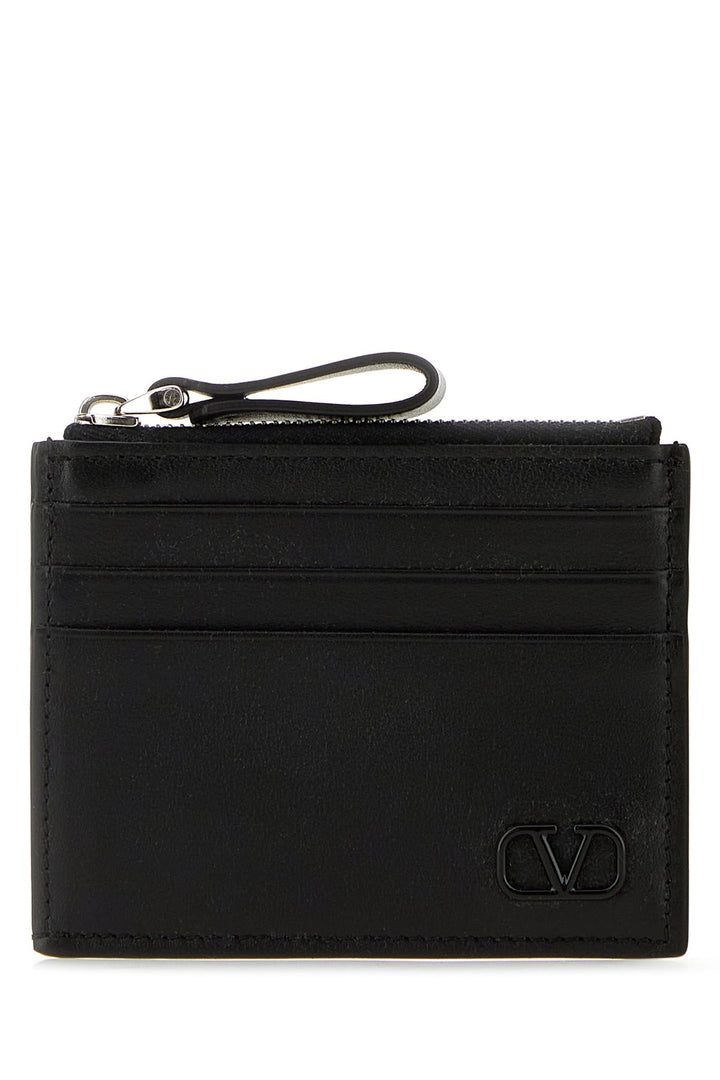 Black leather card holder