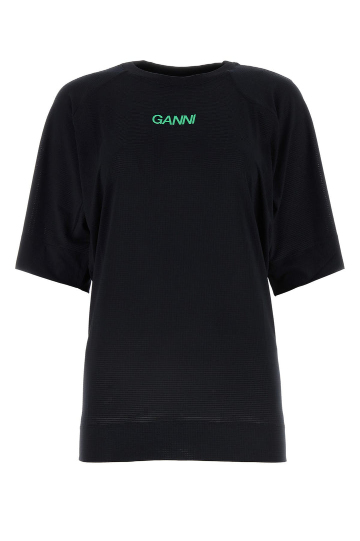 Black stretch polyester t-shirt