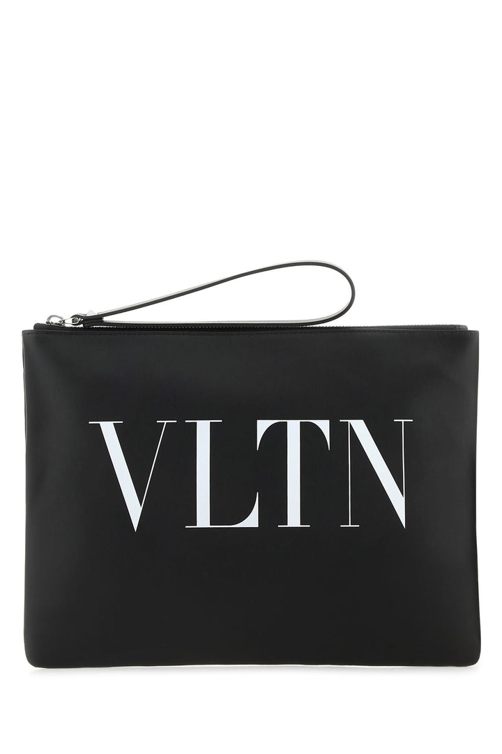 Black leather VLTN clutch