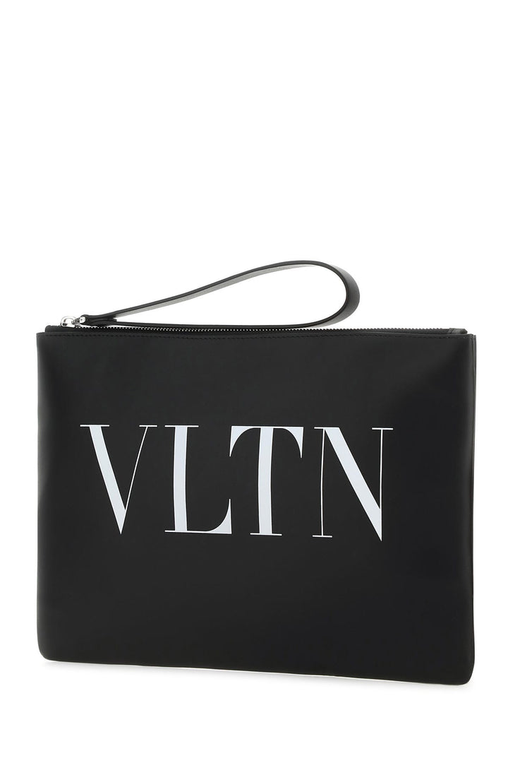 Black leather VLTN clutch