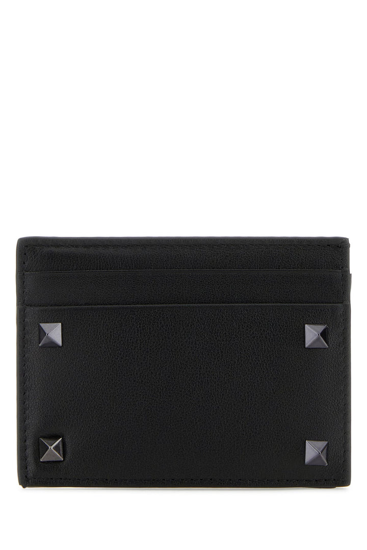 Black leather Rockstud card holder