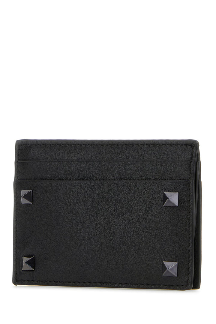 Black leather Rockstud card holder