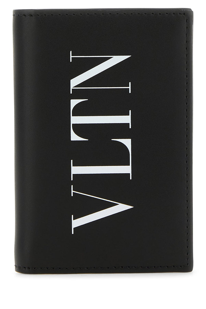 Black leather VLTN card holder