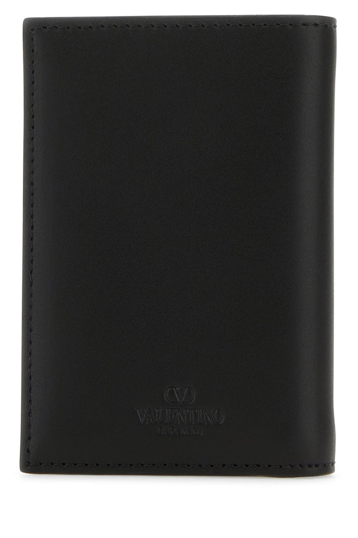 Black leather VLTN card holder