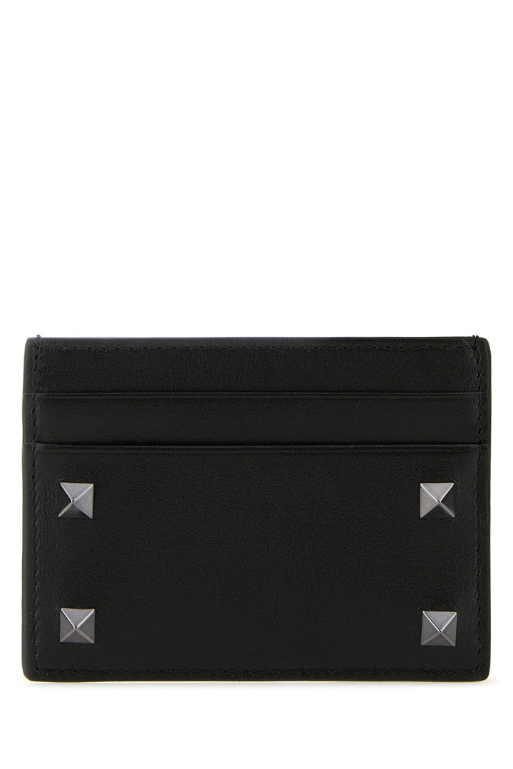 Black leather Rockstud card holder