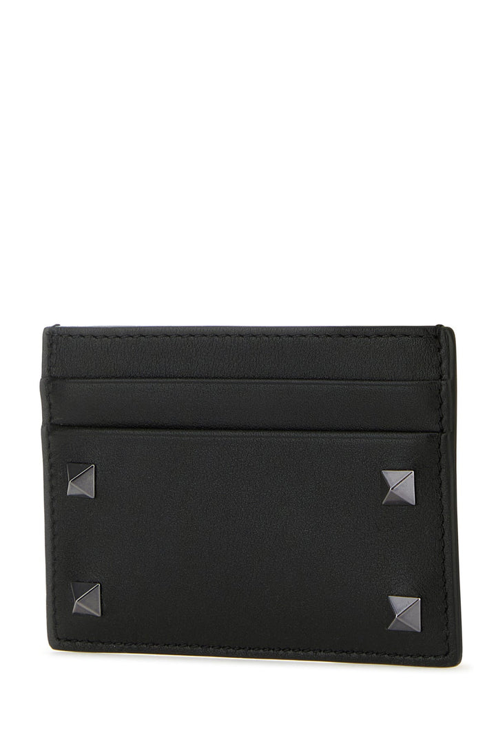 Black leather Rockstud card holder