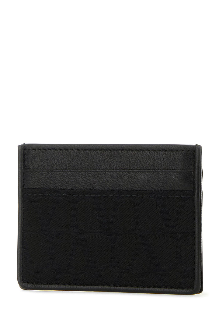 Black leather and fabric Toile Iconographe card holder