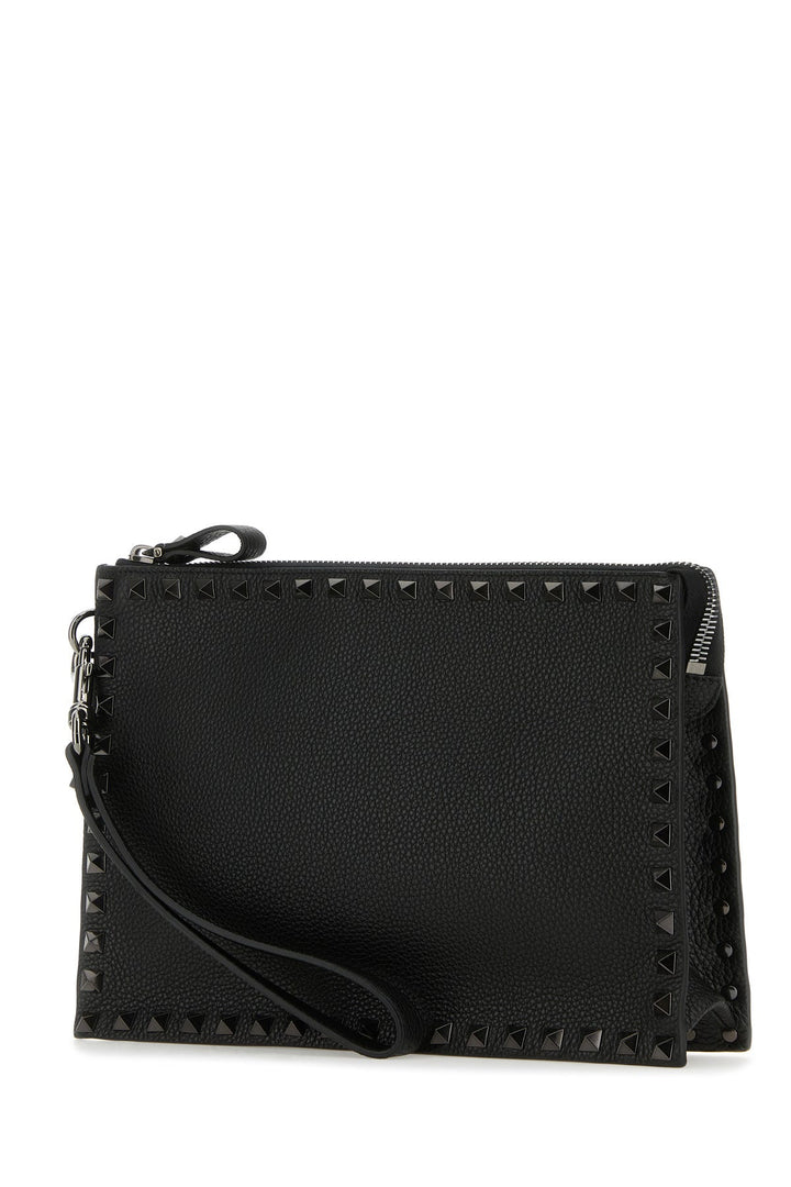 Black leather Rockstud clutch