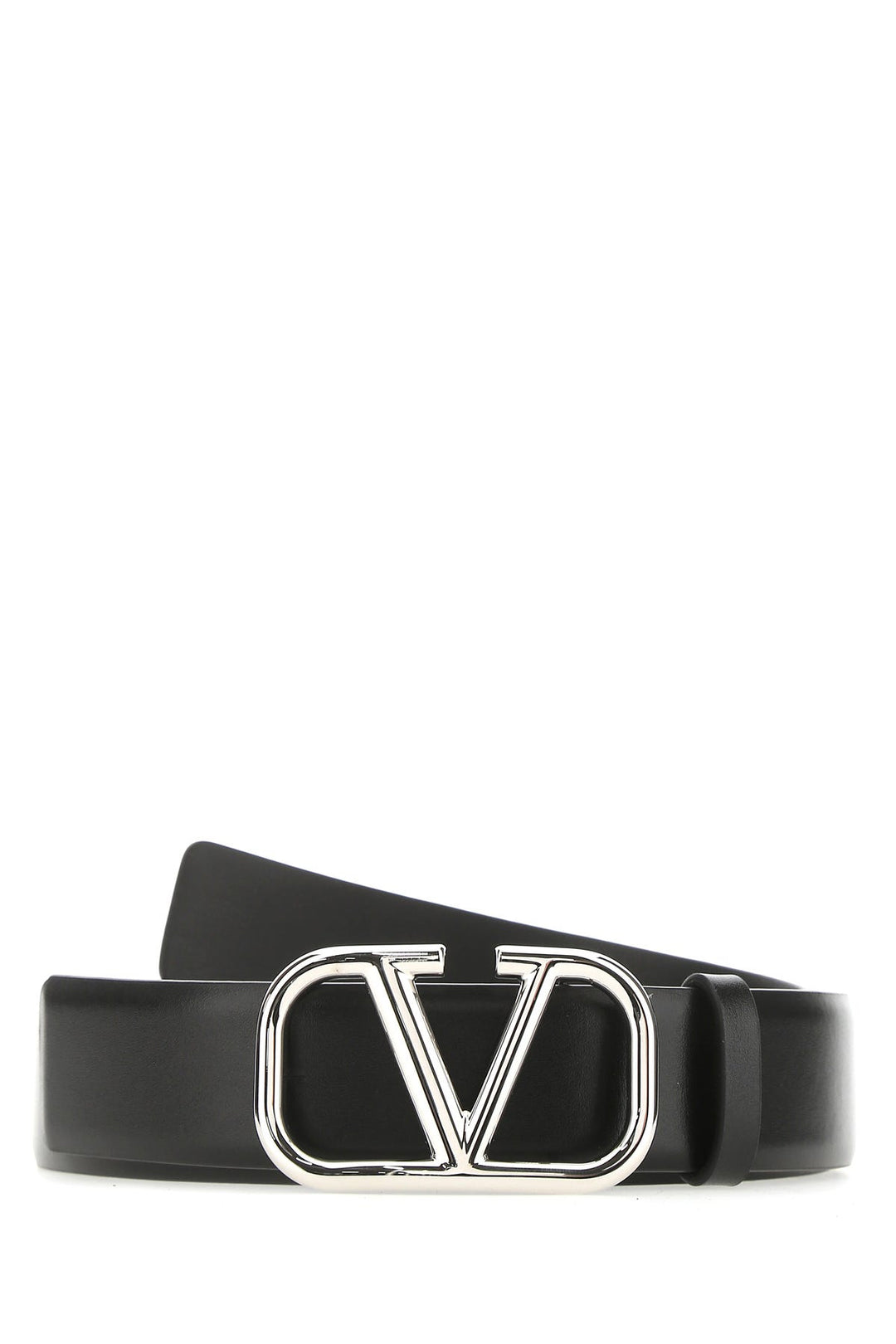 Black leather VLogo belt