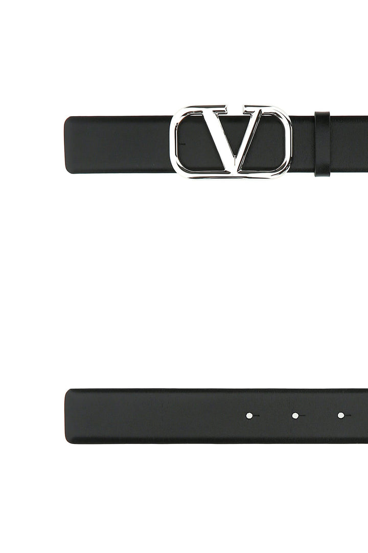 Black leather VLogo belt