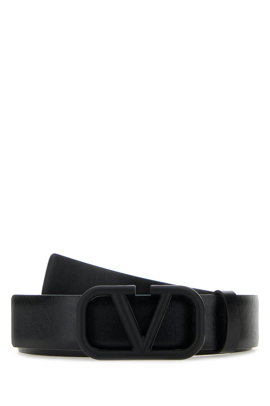 Black leather VLogo Signature belt