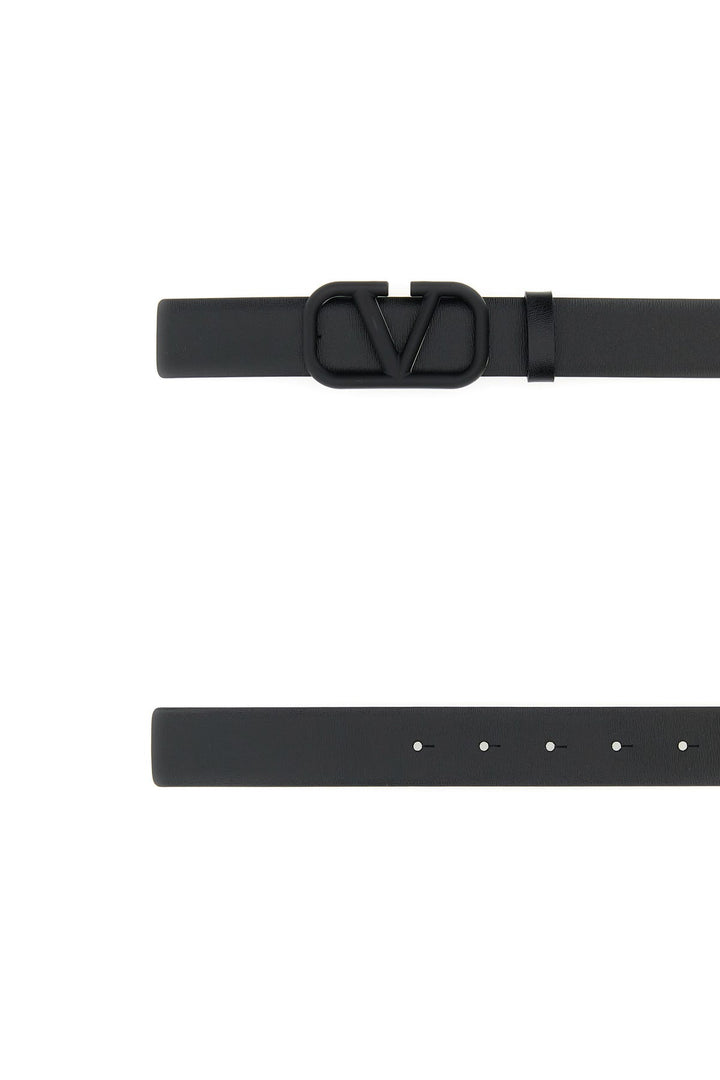 Black leather VLogo Signature belt