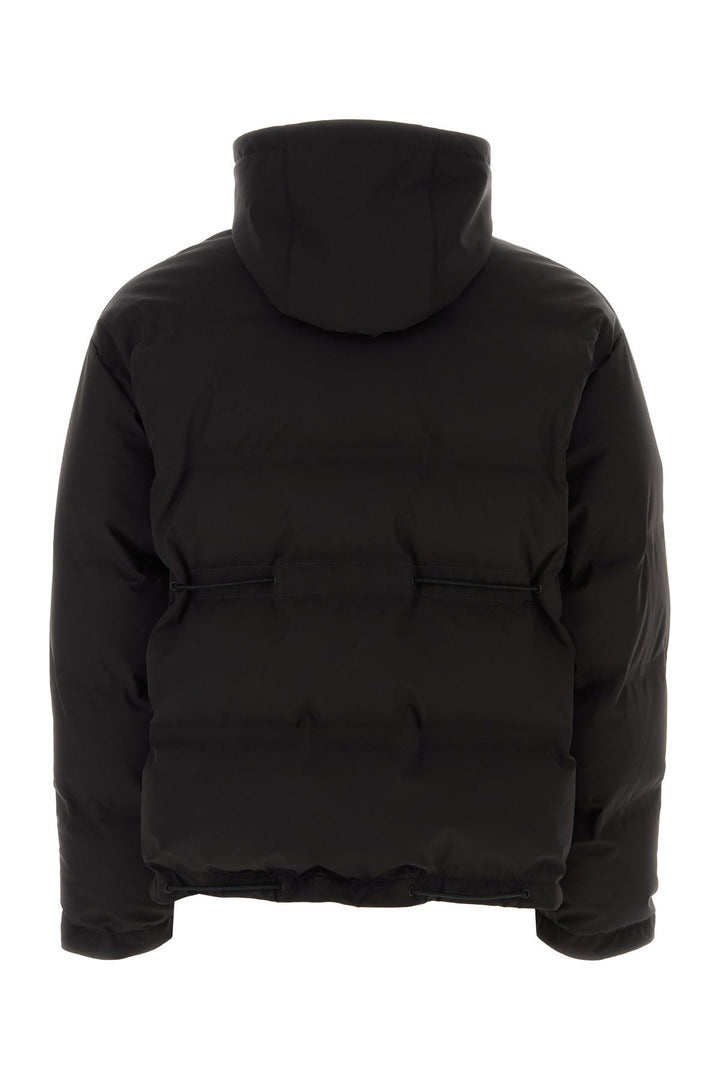 Black stretch nylon blend padded jacket