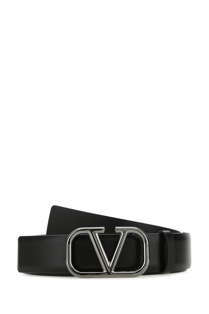 Black leather VLogo Signature belt