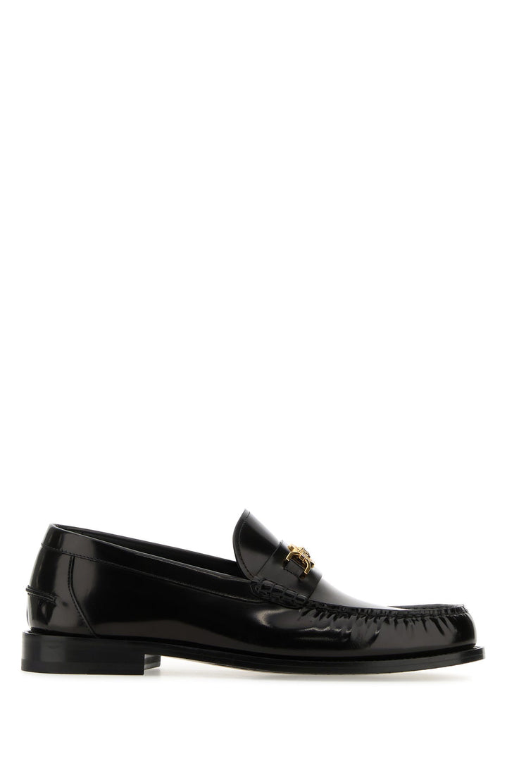 Black leather Medusa  95 loafers