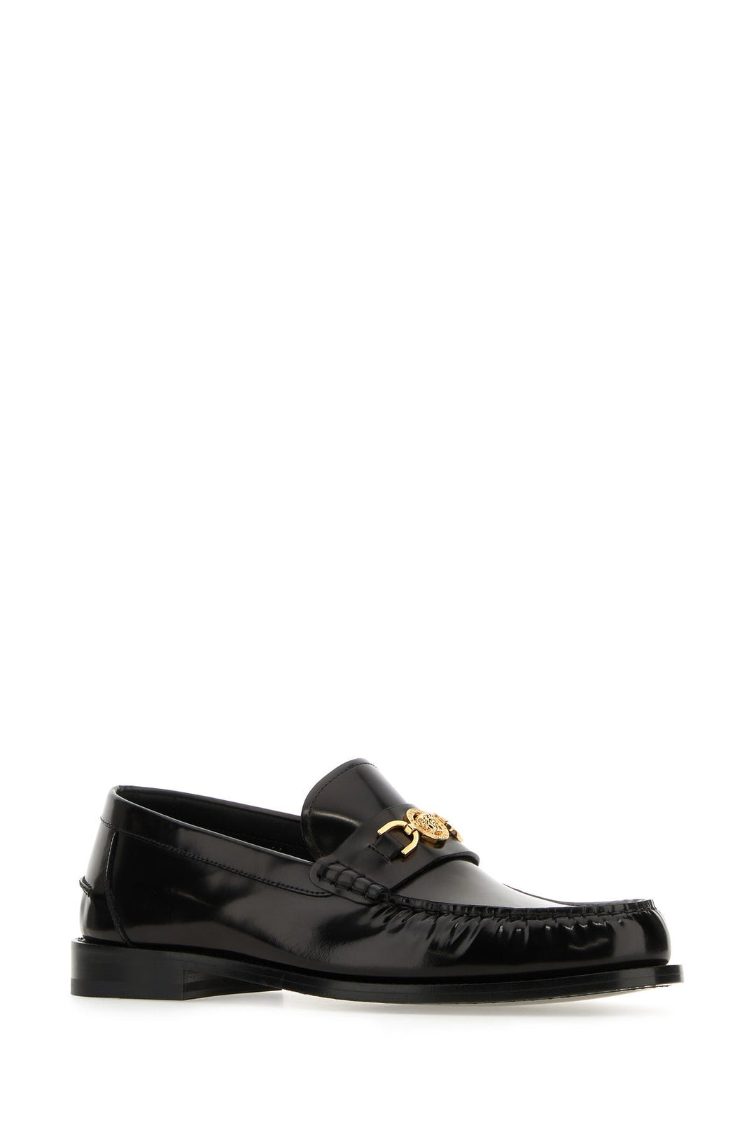 Black leather Medusa  95 loafers