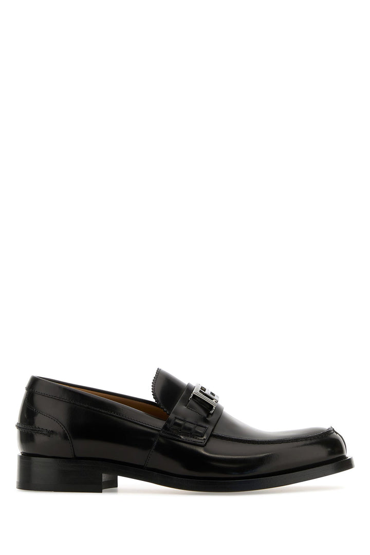 Black leather Greca loafers