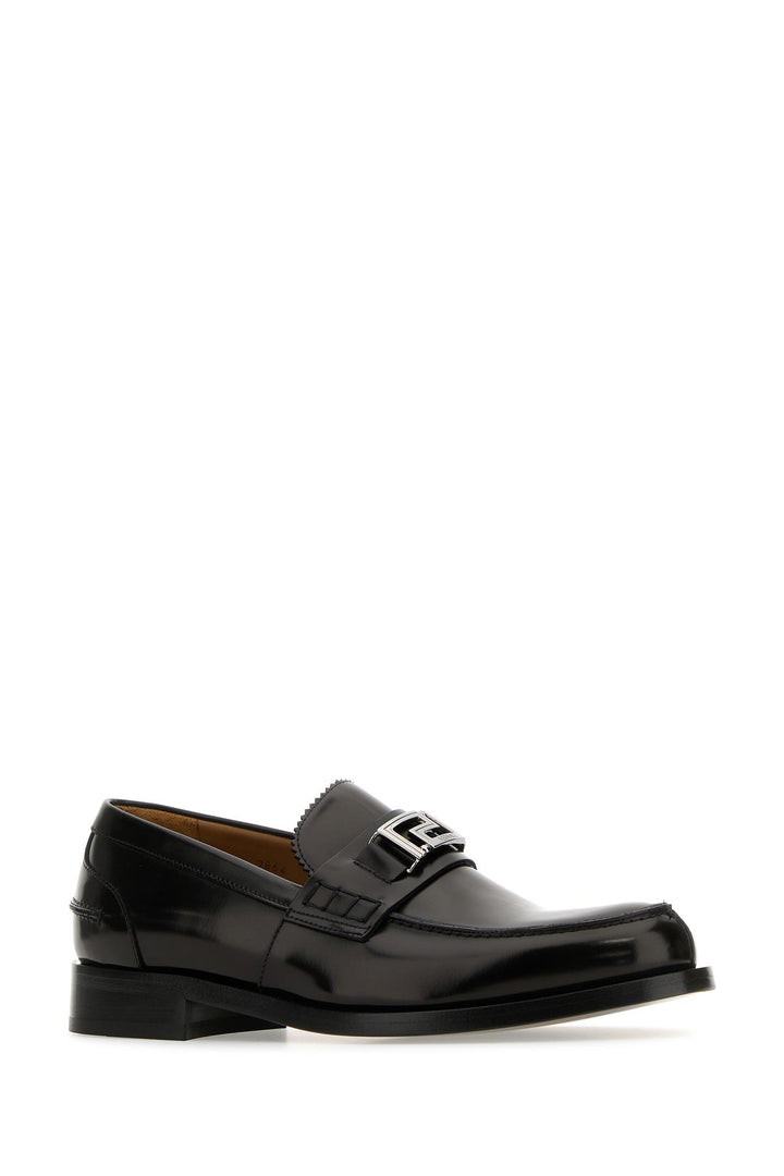 Black leather Greca loafers