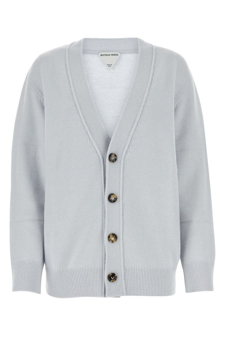 Powder blue stretch cashmere blend cardigan