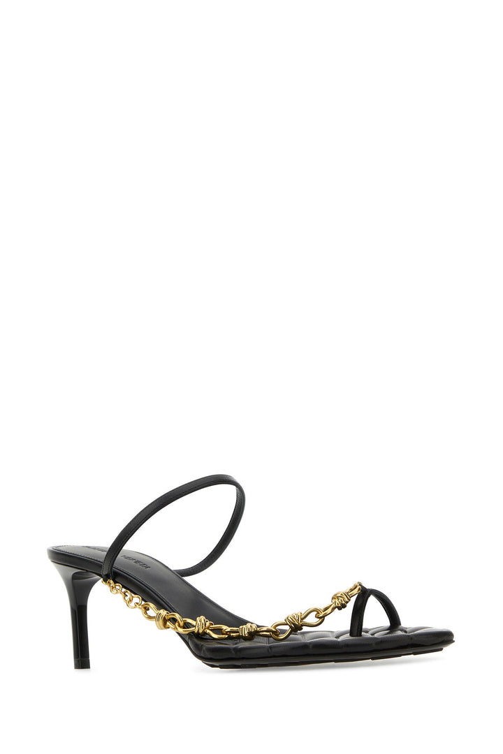 Black nappa leather Leaf sandals