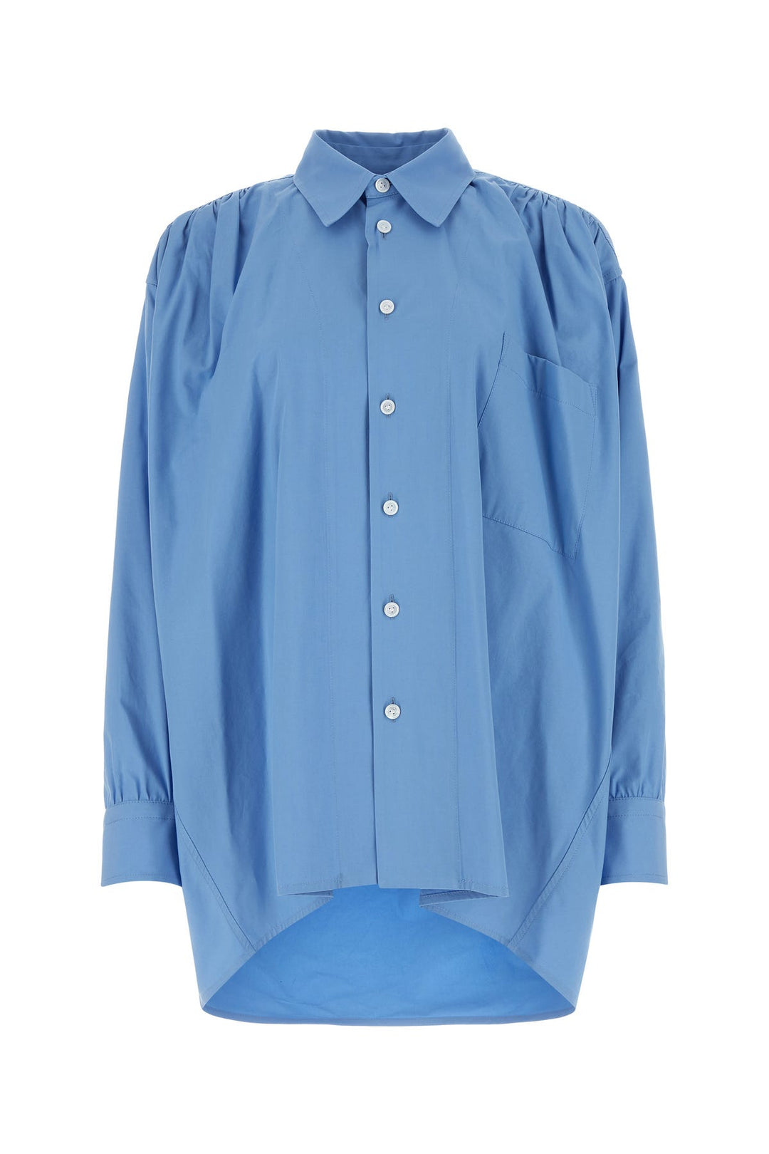 Light blue cotton blend oversize shirt