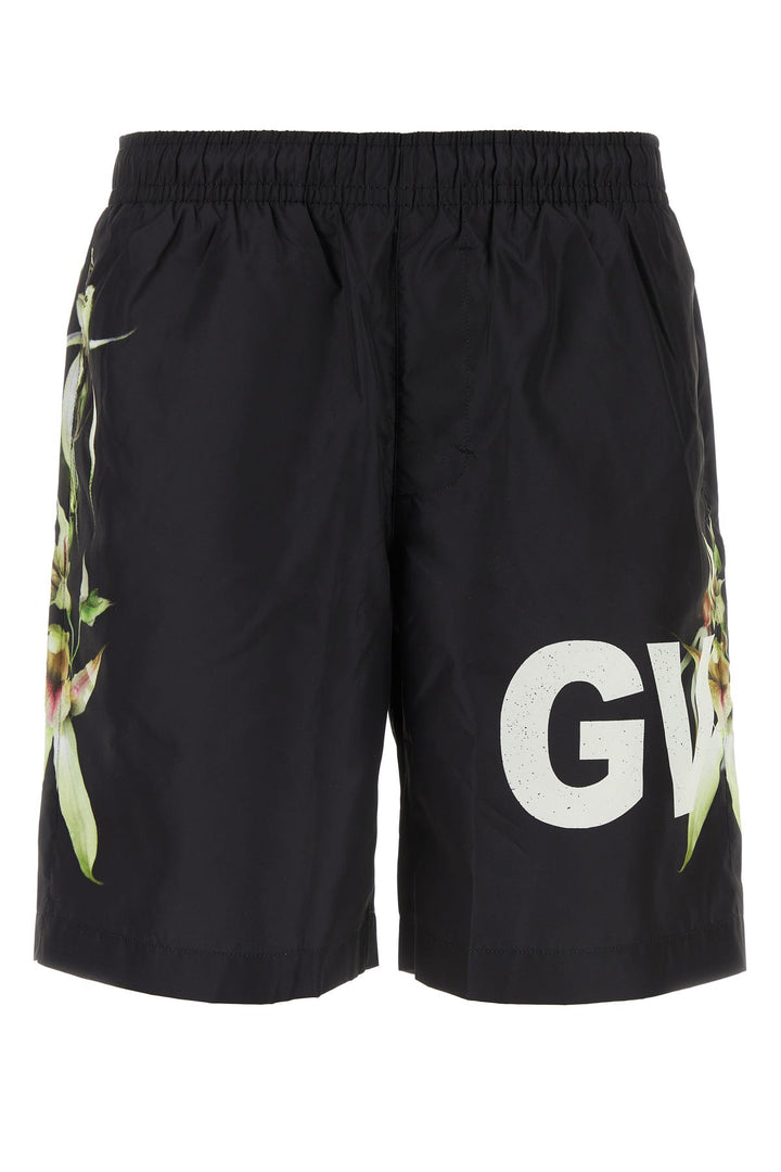 Black polyester swimming shorts