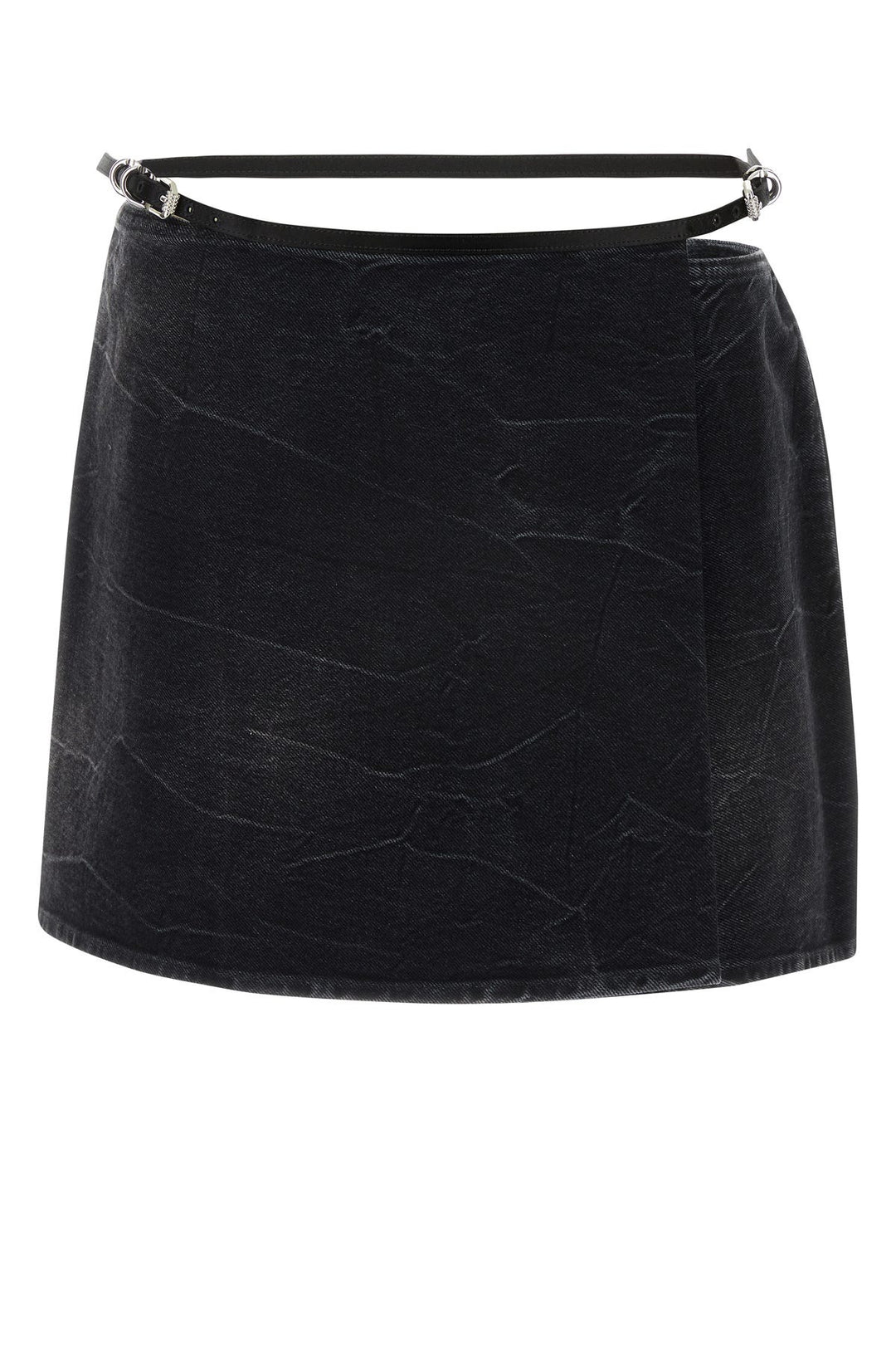 Black denim mini skirt