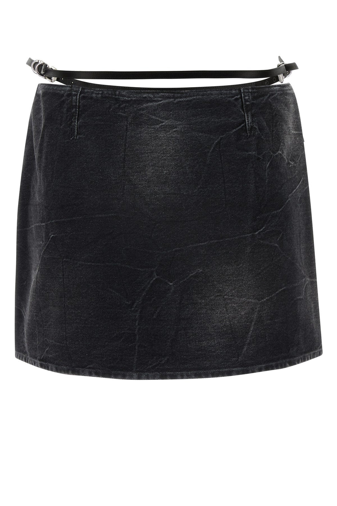 Black denim mini skirt