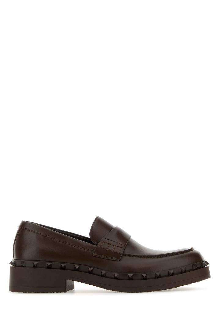 Brown leather loafers