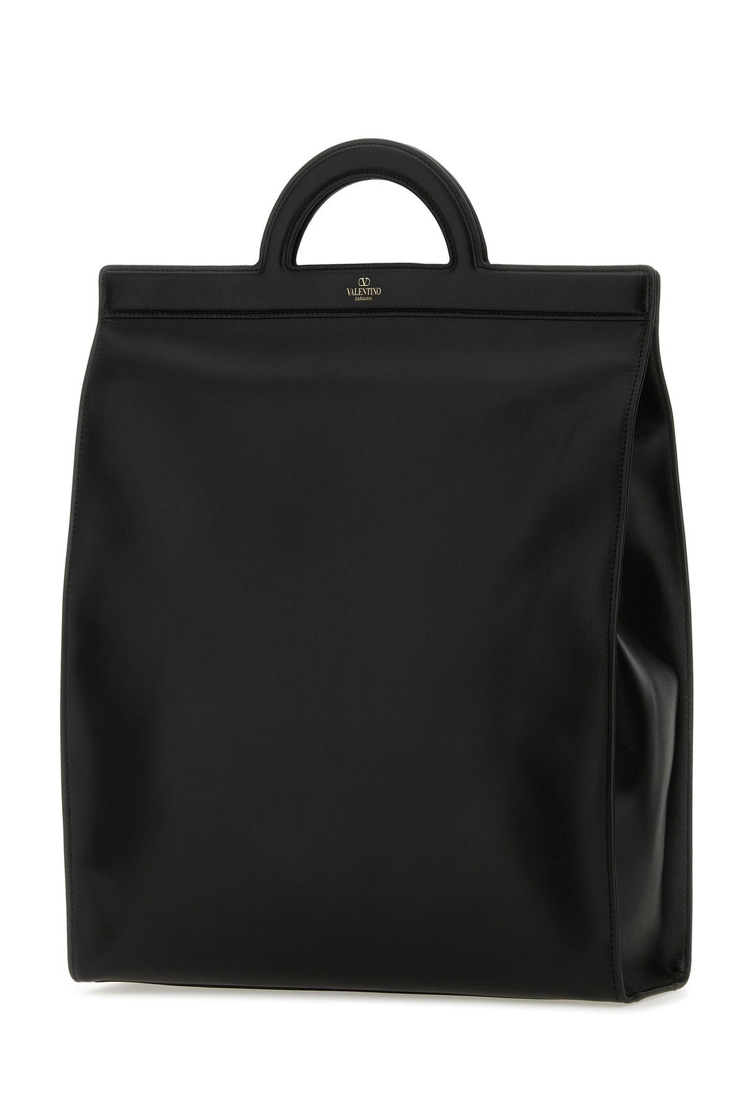 Black leather shopping bag