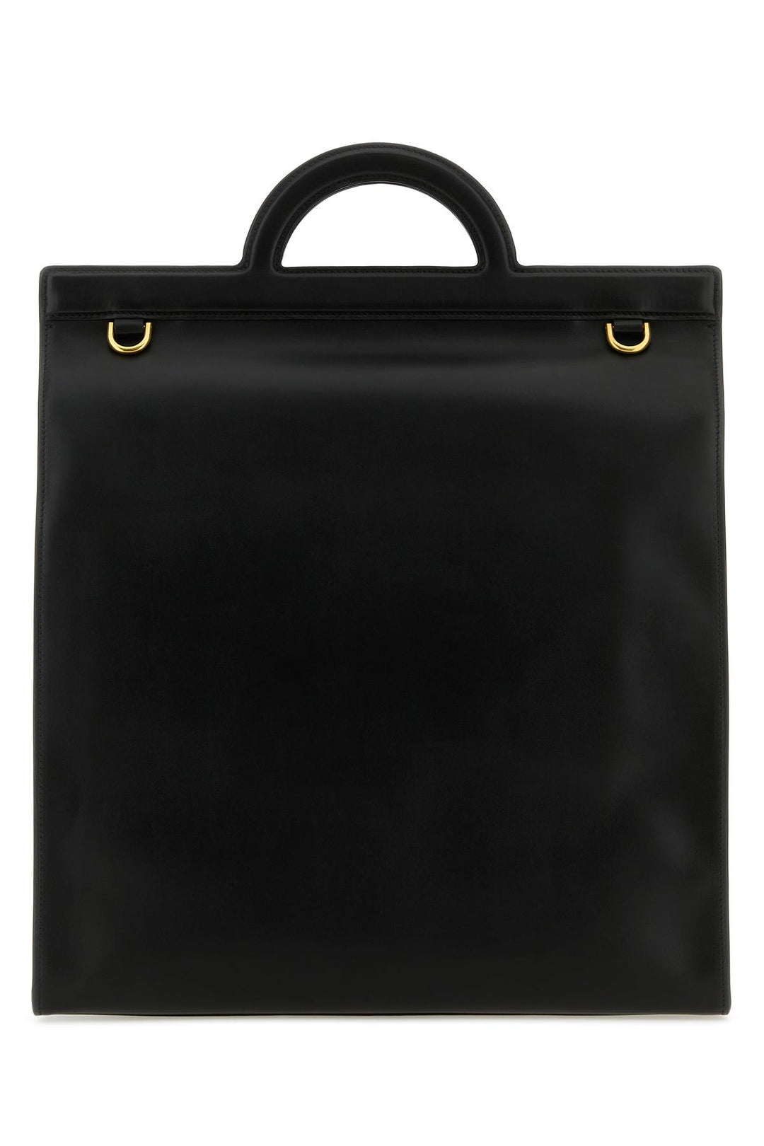 Black leather shopping bag