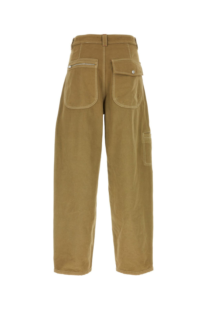 Khaki cotton wide-leg Parker pant