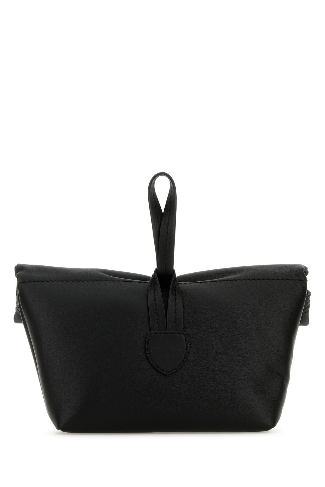 Black leather Paper Bag clutch