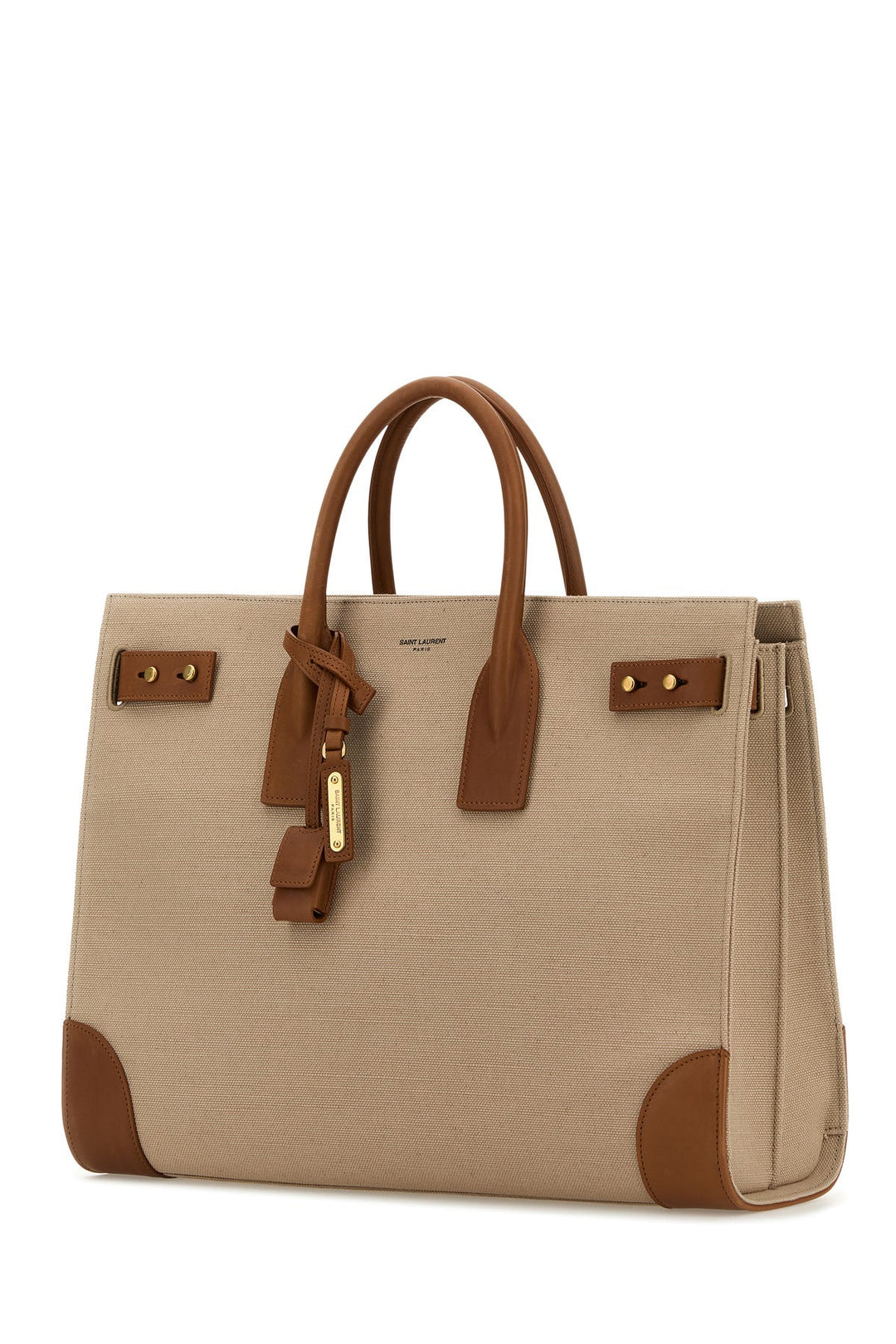 Two-tone canvas and leather large Sac de Jour handbag