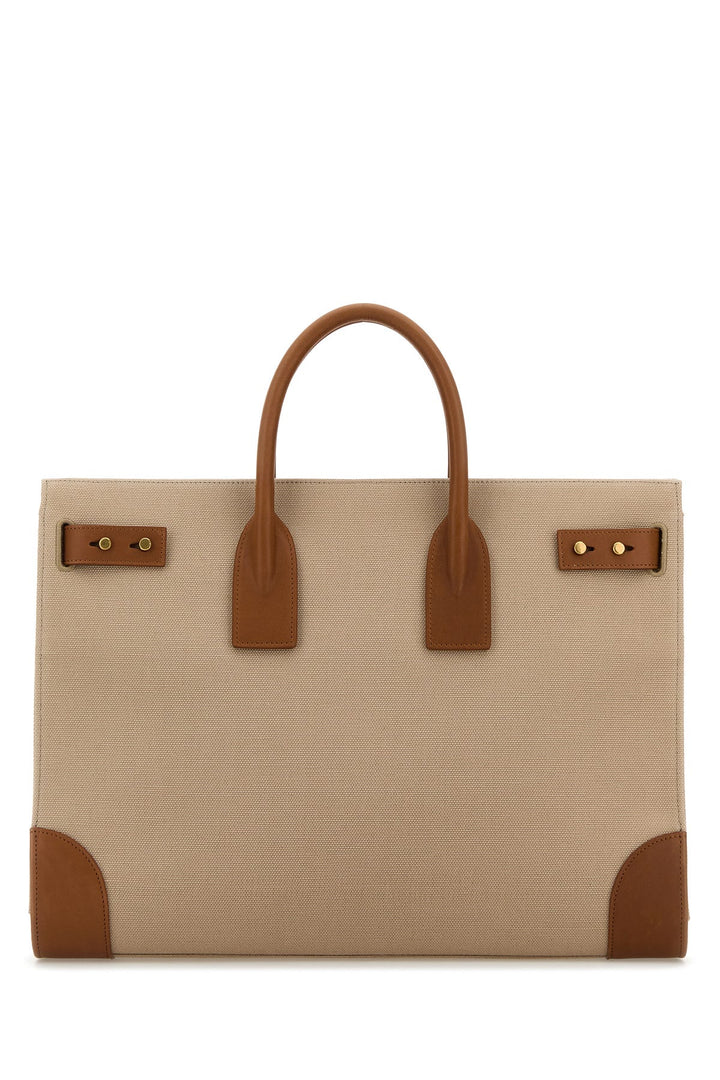 Two-tone canvas and leather large Sac de Jour handbag