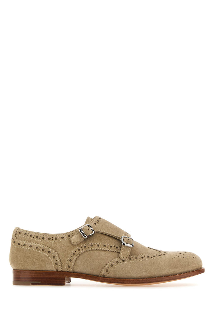 Sand suede monk strap shoes